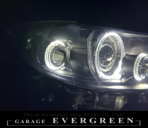 GJ アテンザ 前期 8連イカリング＆プロジェクター移植＆インナーマットブラック塗装＆クリア塗装 仕様 純正加工品 ドレスアップ ヘッドライト