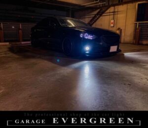 GJ アテンザ 前期 8連イカリング＆プロジェクター移植＆インナーマットブラック塗装＆クリア塗装 仕様 純正加工品 ドレスアップ ヘッドライト