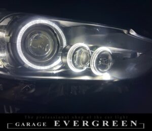 GJ アテンザ 前期 8連イカリング＆プロジェクター移植＆インナーマットブラック塗装＆クリア塗装 仕様 純正加工品 ドレスアップ ヘッドライト