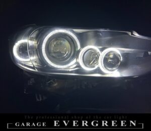 GJ アテンザ 前期 8連イカリング＆プロジェクター移植＆インナーマットブラック塗装＆クリア塗装 仕様 純正加工品 ドレスアップ ヘッドライト