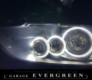 GJ アテンザ 前期 8連イカリング＆プロジェクター移植＆インナーマットブラック塗装＆クリア塗装 仕様 純正加工品 ドレスアップ ヘッドライト