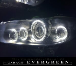 GJ アテンザ 前期 8連イカリング＆プロジェクター移植＆インナーマットブラック塗装＆クリア塗装 仕様 純正加工品 ドレスアップ ヘッドライト