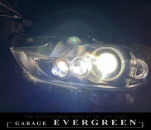 GJ アテンザ 前期 8連イカリング＆プロジェクター移植＆インナーマットブラック塗装＆クリア塗装 仕様 純正加工品 ドレスアップ ヘッドライト