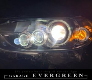 GJ アテンザ 前期 8連イカリング＆プロジェクター移植＆インナーマットブラック塗装＆クリア塗装 仕様 純正加工品 ドレスアップ ヘッドライト