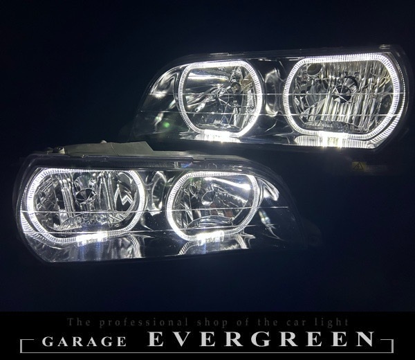 100系 チェイサー 新品レンズ＆インナーブラック塗装＆4連LEDイカリング 仕様 純正加工品 ドレスアップヘッドライト