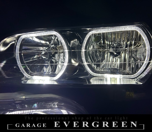 100系 チェイサー 新品レンズ＆インナーブラック塗装＆4連LEDイカリング 仕様 純正加工品 ドレスアップヘッドライト