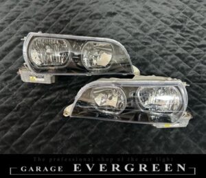 100系 チェイサー 新品レンズ＆インナーブラック塗装＆4連LEDイカリング 仕様 純正加工品 ドレスアップヘッドライト