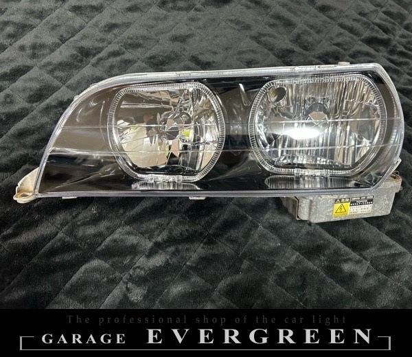 100系 チェイサー 新品レンズ＆インナーブラック塗装＆4連LEDイカリング 仕様 純正加工品 ドレスアップヘッドライト