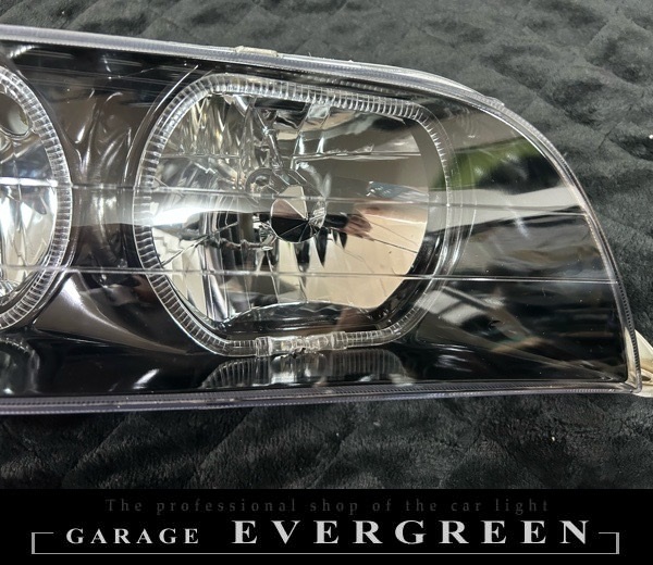 100系 チェイサー 新品レンズ＆インナーブラック塗装＆4連LEDイカリング 仕様 純正加工品 ドレスアップヘッドライト