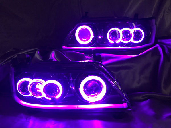 C35 ローレル 後期 メダリスト 単眼&3連プロジェクター移植&シーケンシャルウインカー&RGBフルカラーLEDプロジェクター&インナー塗装 仕様 純正加工品 ドレスアップ ヘッドライト