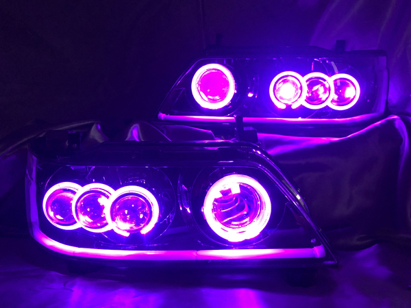 C35 ローレル 後期 メダリスト 単眼&3連プロジェクター移植&シーケンシャルウインカー&RGBフルカラーLEDプロジェクター&インナー塗装 仕様 純正加工品 ドレスアップ ヘッドライト