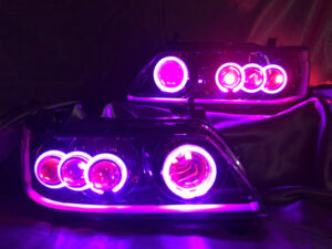 C35 ローレル 後期 メダリスト 単眼＆3連プロジェクター移植＆シーケンシャルウインカー＆RGBフルカラーLEDプロジェクター＆インナー塗装 仕様 純正加工品 ドレスアップ ヘッドライト