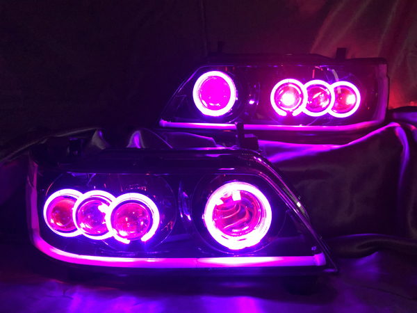 C35 ローレル 後期 メダリスト 単眼&3連プロジェクター移植&シーケンシャルウインカー&RGBフルカラーLEDプロジェクター&インナー塗装 仕様 純正加工品 ドレスアップ ヘッドライト