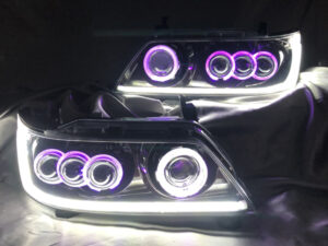 C35 ローレル 後期 メダリスト 単眼＆3連プロジェクター移植＆シーケンシャルウインカー＆RGBフルカラーLEDプロジェクター＆インナー塗装 仕様 純正加工品 ドレスアップ ヘッドライト