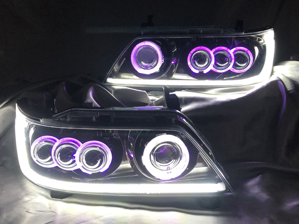 C35 ローレル 後期 メダリスト 単眼&3連プロジェクター移植&シーケンシャルウインカー&RGBフルカラーLEDプロジェクター&インナー塗装 仕様 純正加工品 ドレスアップ ヘッドライト