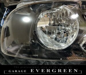 M35 ステージア 前期 インナーブラッククロム＆6連LEDイカリング 仕様 純正加工品 ドレスアップ ヘッドライト