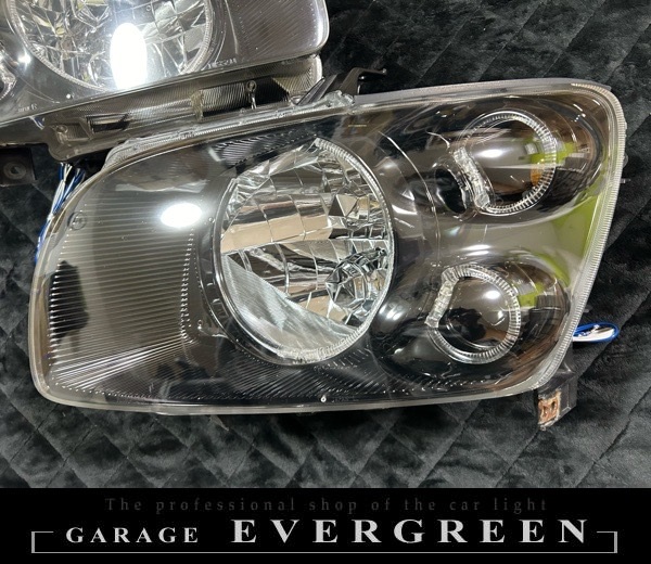 M35 ステージア 前期 インナーブラッククロム&6連LEDイカリング 仕様 純正加工品 ドレスアップ ヘッドライト