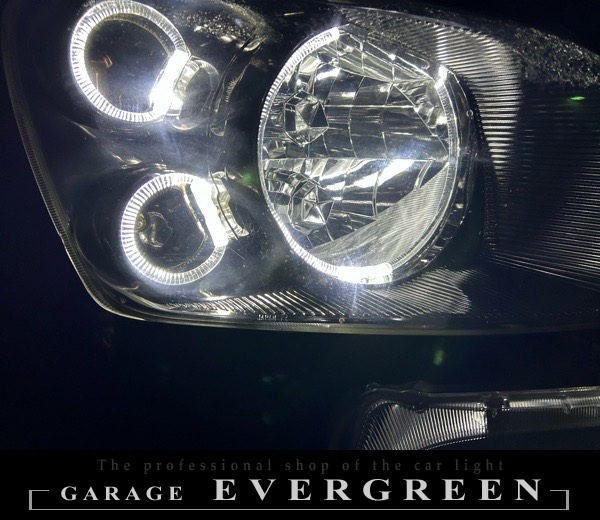 M35 ステージア 前期 インナーブラッククロム&6連LEDイカリング 仕様 純正加工品 ドレスアップ ヘッドライト