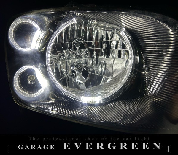 M35 ステージア 前期 インナーブラッククロム&6連LEDイカリング 仕様 純正加工品 ドレスアップ ヘッドライト