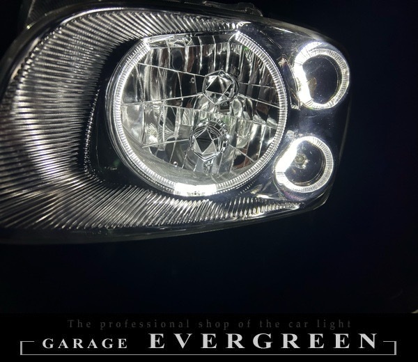 M35 ステージア 前期 インナーブラッククロム&6連LEDイカリング 仕様 純正加工品 ドレスアップ ヘッドライト