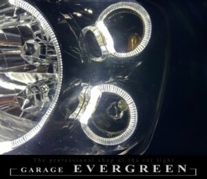 M35 ステージア 前期 インナーブラッククロム＆6連LEDイカリング 仕様 純正加工品 ドレスアップ ヘッドライト