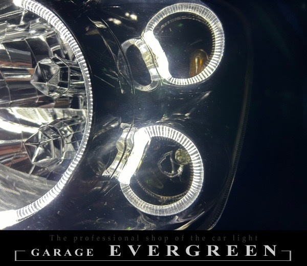 M35 ステージア 前期 インナーブラッククロム&6連LEDイカリング 仕様 純正加工品 ドレスアップ ヘッドライト