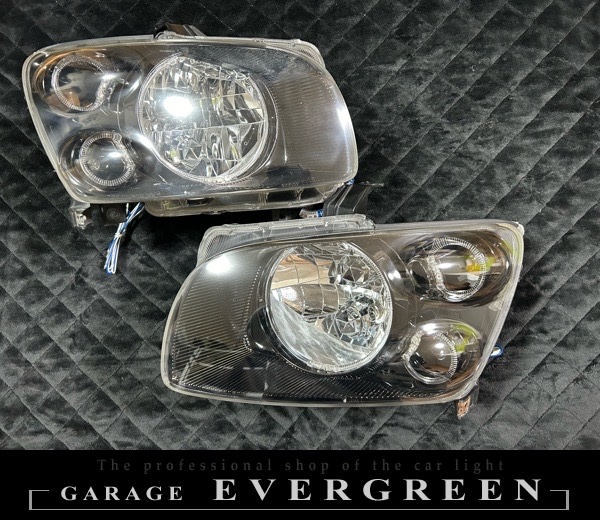 M35 ステージア 前期 インナーブラッククロム&6連LEDイカリング 仕様 純正加工品 ドレスアップ ヘッドライト