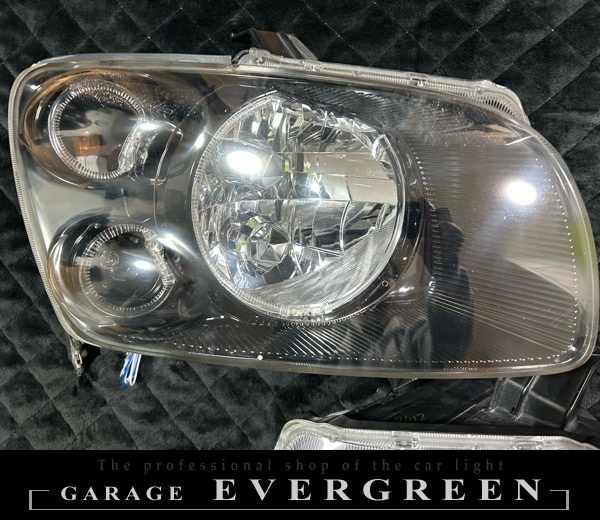 M35 ステージア 前期 インナーブラッククロム&6連LEDイカリング 仕様 純正加工品 ドレスアップ ヘッドライト