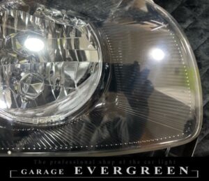 M35 ステージア 前期 インナーブラッククロム＆6連LEDイカリング 仕様 純正加工品 ドレスアップ ヘッドライト