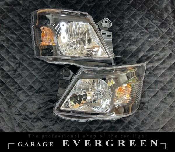 NV350 キャラバン E26 前期 ハロゲン用 インナー艶消しブラック塗装&レンズコーティング仕様 純正加工品 ドレスアップ ヘッドライト