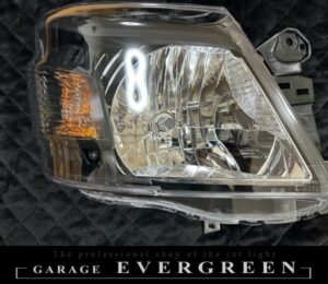 NV350 キャラバン E26 前期 ハロゲン用 インナー艶消しブラック塗装＆レンズコーティング仕様 純正加工品 ドレスアップ ヘッドライト