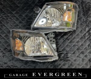 NV350 キャラバン E26 前期 ハロゲン用 インナー艶消しブラック塗装＆レンズコーティング仕様 純正加工品 ドレスアップ ヘッドライト