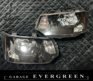 デリカ D5 インナー艶有りブラック塗装＆レンズコーティング 仕様 純正加工品 ドレスアップ ヘッドライト