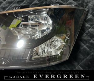 デリカ D5 インナー艶有りブラック塗装＆レンズコーティング 仕様 純正加工品 ドレスアップ ヘッドライト