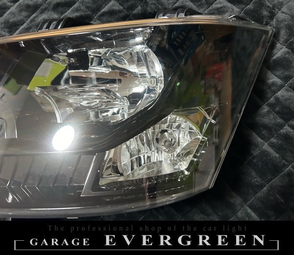 デリカ D5 インナー艶有りブラック塗装＆レンズコーティング 仕様 純正加工品 ドレスアップ ヘッドライト