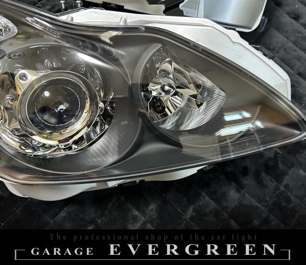 V36 スカイライン 後期 クーペインナー艶消しブラック塗装＆プロジェクター内ブルー塗装（ブルーアイ）仕様 純正加工品 ドレスアップ ヘッドライト