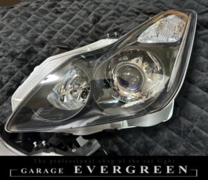 V36 スカイライン 後期 クーペインナー艶消しブラック塗装＆プロジェクター内ブルー塗装（ブルーアイ）仕様 純正加工品 ドレスアップ ヘッドライト