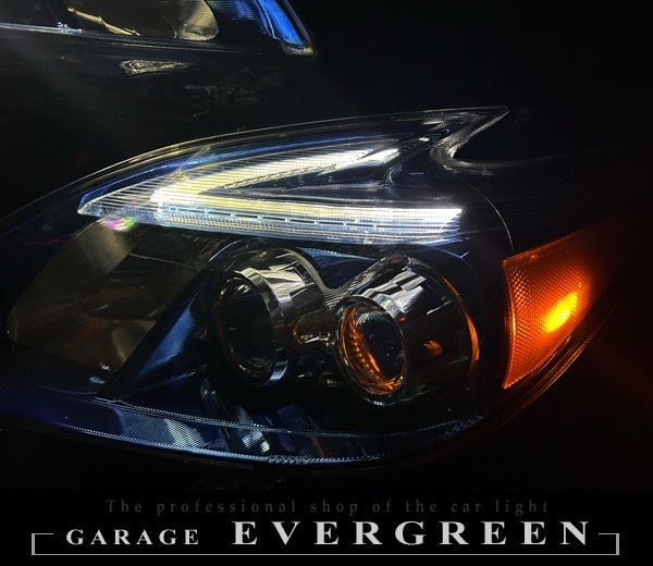 30系 プリウス 後期 ブルーメッキインナー加工&純正LEDポジションライン色替え&サイドマーカーUS化&レンズ新品交換 純正加工品 ドレスアップ ヘッドライト