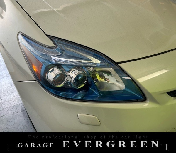 30系 プリウス 後期 ブルーメッキインナー加工&純正LEDポジションライン色替え&サイドマーカーUS化&レンズ新品交換 純正加工品 ドレスアップ ヘッドライト