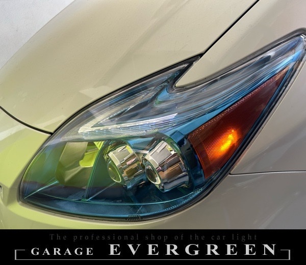 30系 プリウス 後期 ブルーメッキインナー加工&純正LEDポジションライン色替え&サイドマーカーUS化&レンズ新品交換 純正加工品 ドレスアップ ヘッドライト