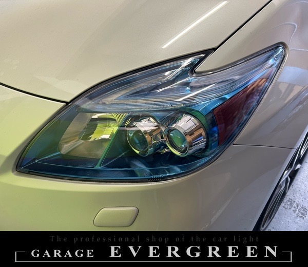 30系 プリウス 後期 ブルーメッキインナー加工&純正LEDポジションライン色替え&サイドマーカーUS化&レンズ新品交換 純正加工品 ドレスアップ ヘッドライト