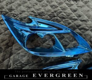 30系 プリウス 後期 ブルーメッキインナー加工＆純正LEDポジションライン色替え＆サイドマーカーUS化＆レンズ新品交換 純正加工品 ドレスアップ ヘッドライト