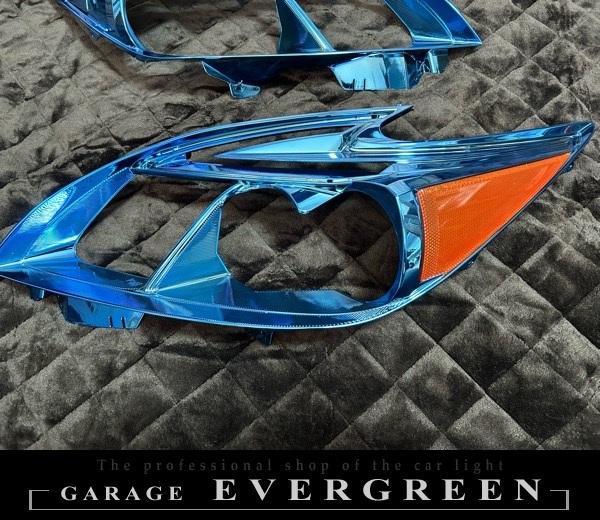 30系 プリウス 後期 ブルーメッキインナー加工＆純正LEDポジションライン色替え＆サイドマーカーUS化＆レンズ新品交換 純正加工品 ドレスアップ ヘッドライト