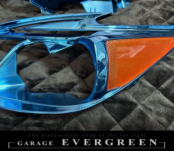 30系 プリウス 後期 ブルーメッキインナー加工&純正LEDポジションライン色替え&サイドマーカーUS化&レンズ新品交換 純正加工品 ドレスアップ ヘッドライト