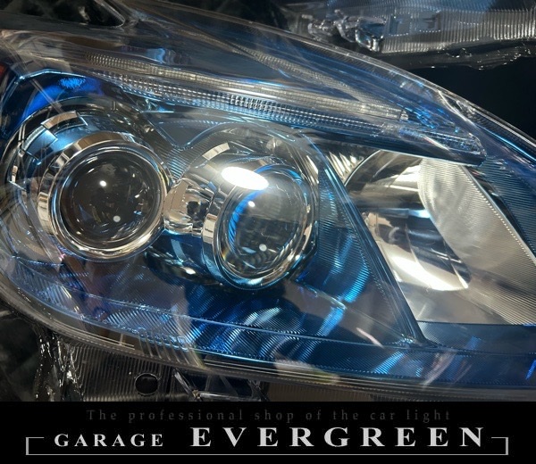 30系 プリウス 後期 ブルーメッキインナー加工&純正LEDポジションライン色替え&サイドマーカーUS化&レンズ新品交換 純正加工品 ドレスアップ ヘッドライト