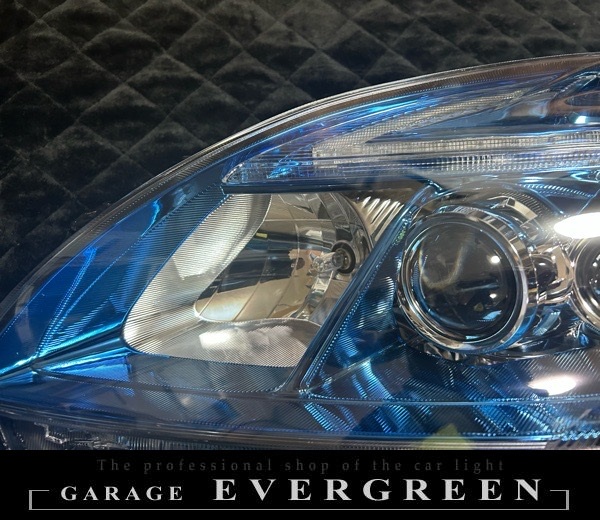 30系 プリウス 後期 ブルーメッキインナー加工&純正LEDポジションライン色替え&サイドマーカーUS化&レンズ新品交換 純正加工品 ドレスアップ ヘッドライト