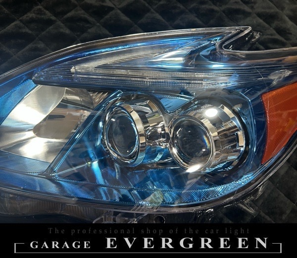 30系 プリウス 後期 ブルーメッキインナー加工&純正LEDポジションライン色替え&サイドマーカーUS化&レンズ新品交換 純正加工品 ドレスアップ ヘッドライト