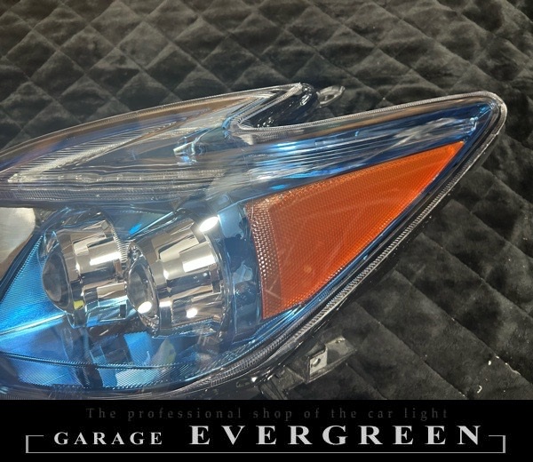 30系 プリウス 後期 ブルーメッキインナー加工&純正LEDポジションライン色替え&サイドマーカーUS化&レンズ新品交換 純正加工品 ドレスアップ ヘッドライト