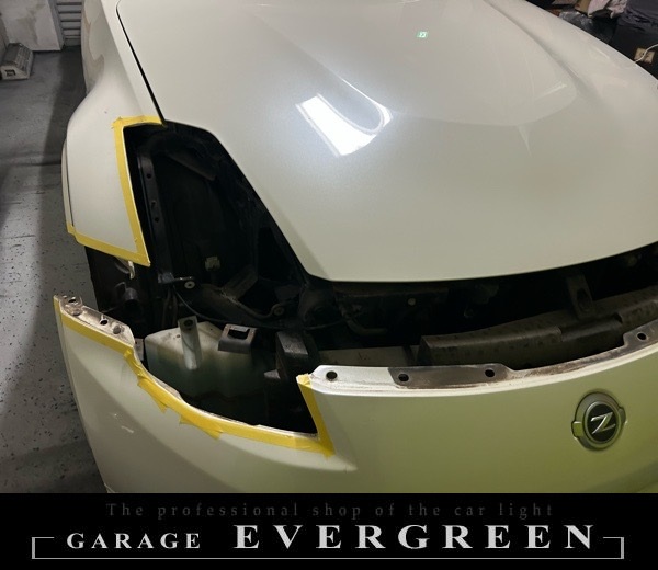 レンズ新品交換 Z33 フェアレディZ 後期 レンズ交換・純正ヘッドライト 加工