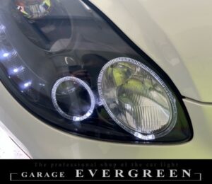 40系 ソアラ インナーブラック塗装＆4連LEDイカリング＆白色LED増設 仕様 純正加工品 ドレスアップ ヘッドライト 交換